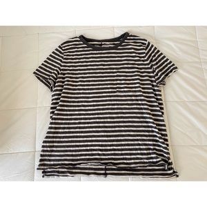 gray and white striped boyfriend tee